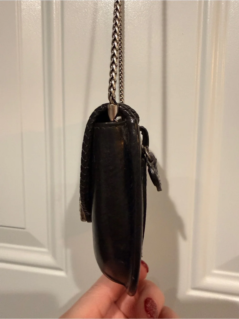 Vintage Brighton mini tiny leather bag with silver chain